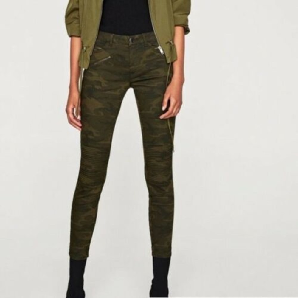🦋 Zara Basic Moto Army Fatigue Denim